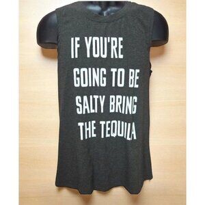 "Salty Bring The Tequila" Womens Charcoal Tank Top Medium